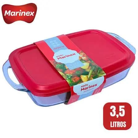 Marinex Assadeira 3,5L Nadir Vidro Refratário com Tampa Resistente Forno e Micro-ondas