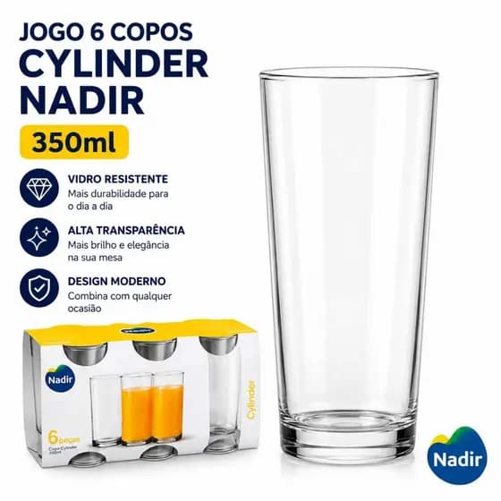Jogo De Copo Nadir Cylinder kit 6 Copos Vidro