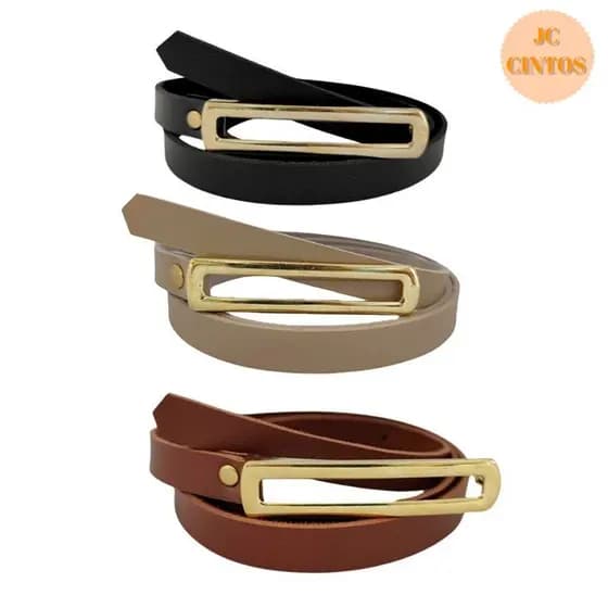 Cinto Feminino Fino da Moda Largura 1.5cm Tamanho 110 cm Preto Marr Branco