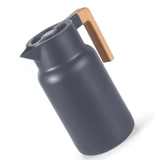 Garrafa Cafe Termica 1 Litro Cha Bebida Quente Fria Nordica Cabo Madeira Botao Antivazamento Cozinha Mesa Decoraçao