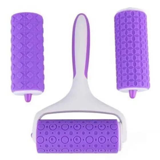 Rolo Modelador Massas Textura Kit 3 Modelar Massas Confeitaria Artesanato Bolo Decoraçao