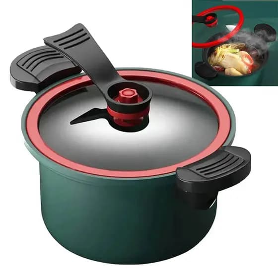 Panela Micro Pressao 3,5 Litros Vacuo Cozimento Rapido Legumes Caldo Sopa Vapor Cozinha Antiaderente Restaurante Casa