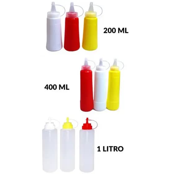 KIT BISNAGAS PROFISSIONAL 200 ML 400ML 1 LITRO KETCHUP MOSTARDA MAIONESE MOLHOS CREPE PANQUECAS DONUTS CONFEITARIA