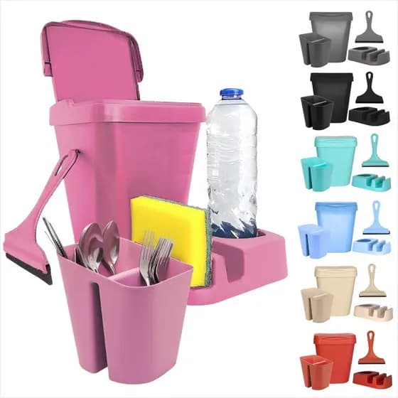 Kit Pia Multiuso Para Cozinha Porta detergente Lixeira Rodinho de Pia Porta Talher Area Gourmet