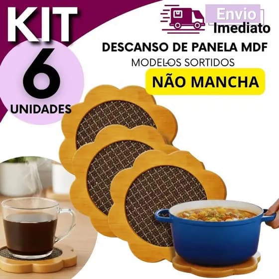 Apoio Térmico para Panelas Mesa Posta Cozinha Gourmet Resistente Cozinha Proteção Mesa Kit 2 3 4 6 Unidades
