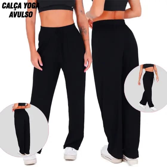 Calça de Yoga Pilates Soltinha Cintura Alta