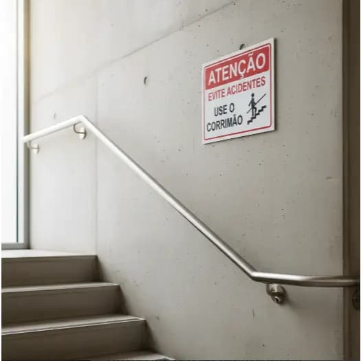 Placa Use o Corrimão | Aviso de Segurança para Escadas | Evite Acidentes