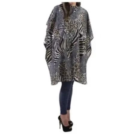 Capa de Corte de Cabelo Animal Print Cinza