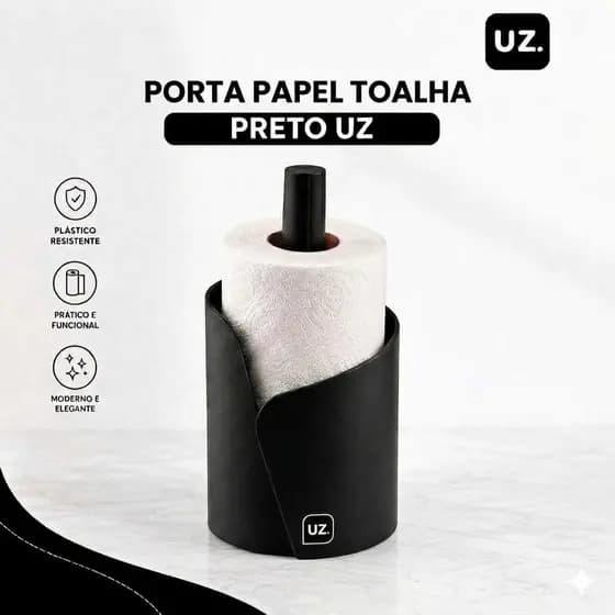 Porta Papel Toalha de Plástico Preto Uz