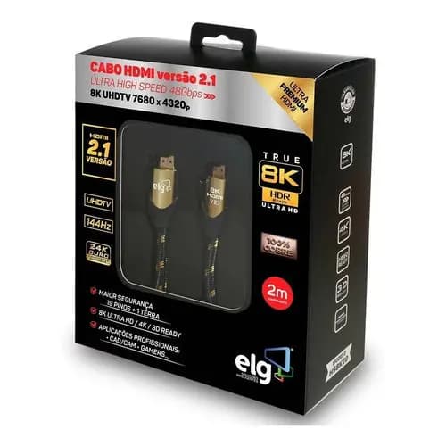 Cabo Hdmi 2.1 8k E 4k Ultrahd 144hz Blindado 2 Metros Hs8k20