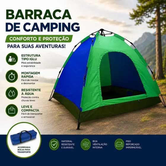 Barraca de camping semi automático 2 pessoas + 1 esteira + SAco de Dormir