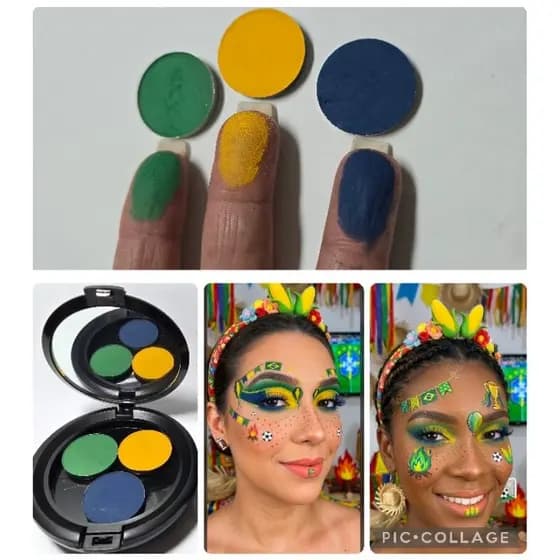 Trio Sombra da Copa/verde/Amarelo/Azul/Branco/Sombra Refil Copa