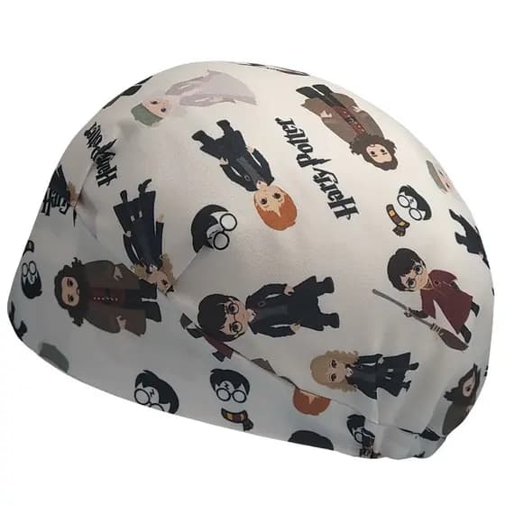 TOUCA CIRÚRGICA FEMININA ENFERMAGEM GORRO COM ELÁSTICO AMARRAR PERSONAGEM HARRY POTTER