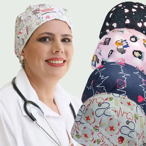TOUCA CIRÚRGICA FEMININA ENFERMAGEM GORRO COM ELÁSTICO MÉDICO NUTRIÇÃO HOSPITALAR AUXILIAR ODONTOLOGIA VETERINÁRIA