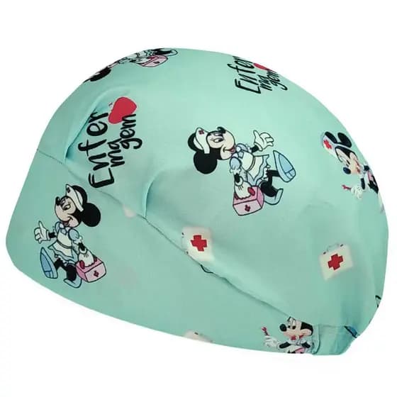 TOUCA CIRÚRGICA FEMININA ENFERMAGEM GORRO COM ELÁSTICO PERSONAGEM MINNIE ENFERMEIRA TIFANNY