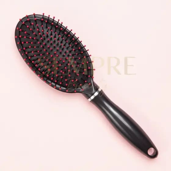 Escova de Cabelo Oval Profissional Preta com Pinos Coloridos Desembaraço e Brilho
