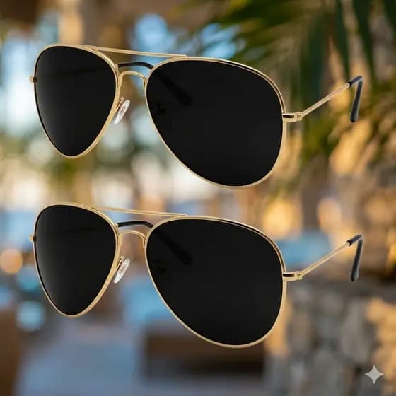 Óculos de Sol Aviador Unissex – Lente Escura Proteção UV Estilo Clássico