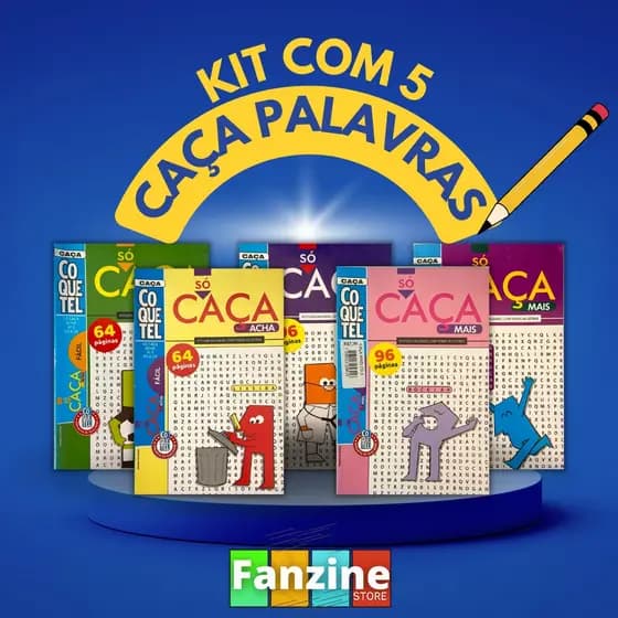 Kit com 5 Caça Palavras Nível Fácil Coquetel
