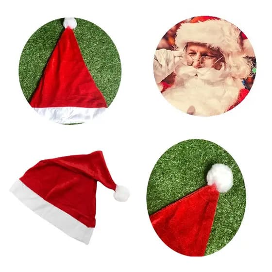 KIT 40 Gorros de Natal feltro Luxo Gorro touca Papai Noel Gorro fantasia Natalino vermelho