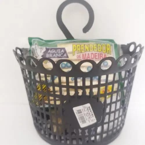 kit Cesta para Prendedor + 16 prendedores de Madeira