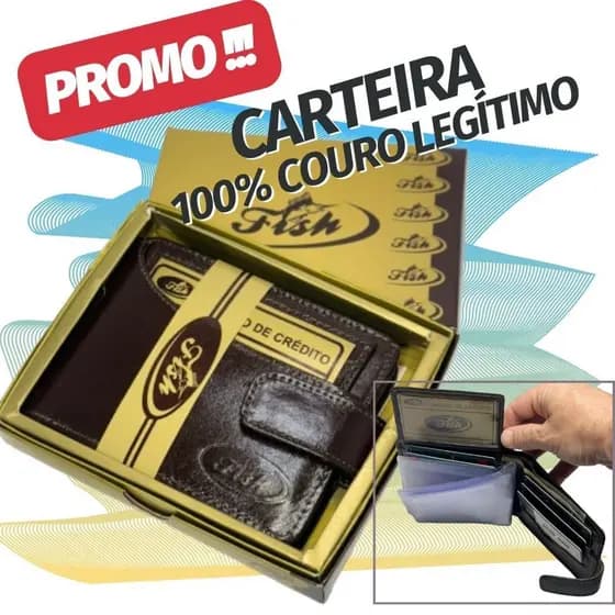 Carteira Masculina Couro 100% Legitimo Premium Fecho Moedas