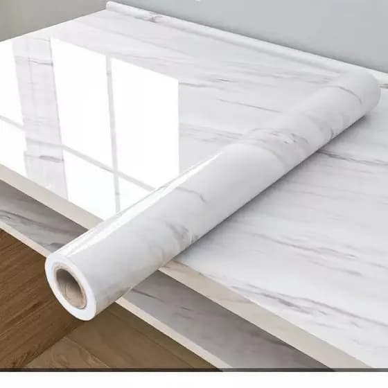 Papel de parede Adesivos para cozinha quarto Brilhante Lavável Mármore gelo 3M x60cm Resistente Agua