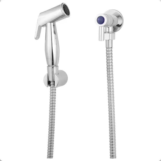 Ducha Higienica Completa em Metal Cromado 1/4 De Volta Suporte Parafusos