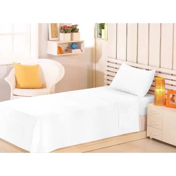 Jogo Cama Solteiro Premium Plus 100%Algodão Branco Admirare