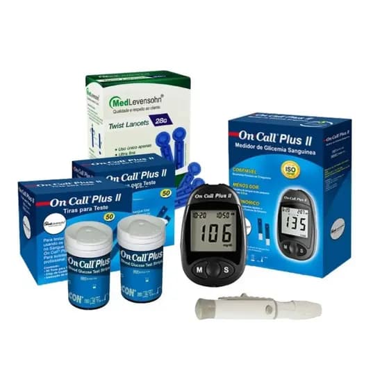Kit Aparelho Medir Diabetes Glicose Glicemia On Call Plus 2
