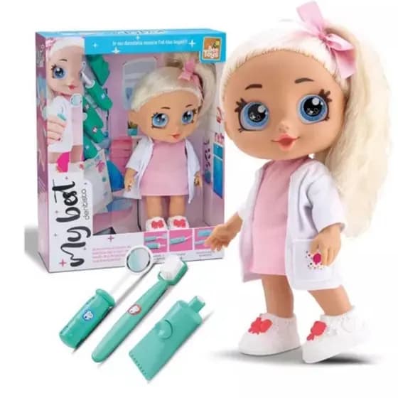 Boneca Dentista Loira My Best 32 cm Com Acessórios Emborrachada - Promoção