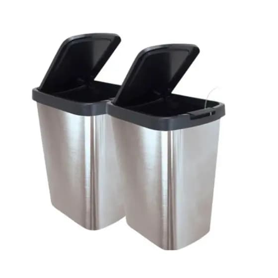 Kit até 2 Lixeira Cesto 09 Litros Inox C/ ou sem Tampa Click Label Escritório Lixeira Banheiro