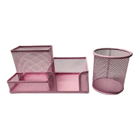 Porta Lápis Porta Caneta De Metal P Escritório Rosa