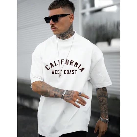 Camiseta Oversized Larga California Maestria Streetwar Musculação Academia BodybuilderTreino