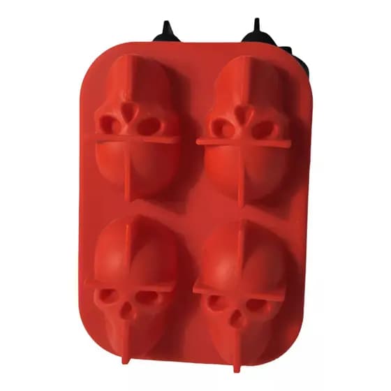 Molde Silicone Caveira Profissional Para Gelos, Saboaria 4 Cavidades