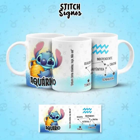 Caneca Stitch Signos fofo Caneca personalizada, caneca criativa, caneca divertida cerâmica