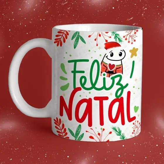 Caneca Natal Flork divertida engraçada personalizada polímero cerâmica 325ml