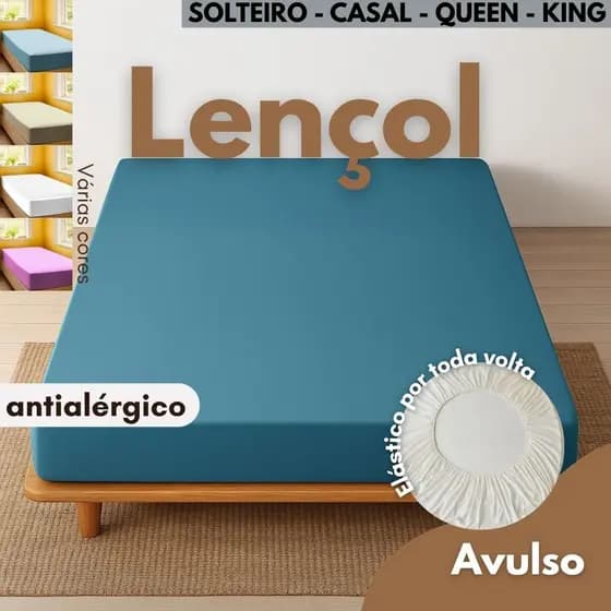 Jogo de Lençol Queen Box Liso – Avulso – Antialérgico – Disponível em Solteiro, Casal, Queen e King