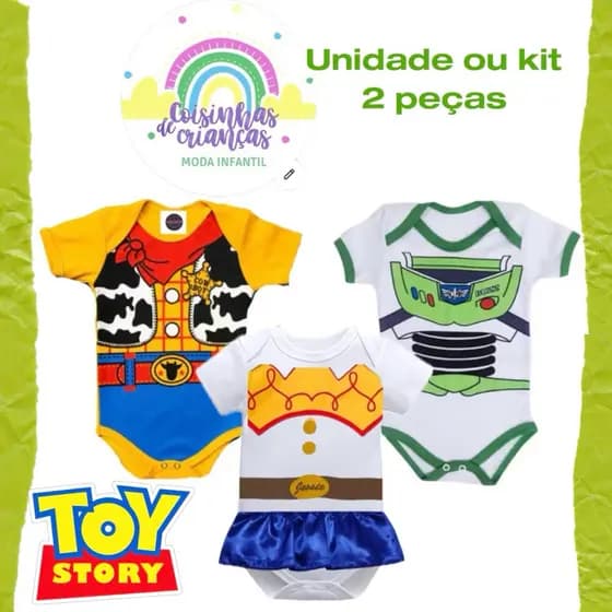 Body bebê Toy Story, Body Woody Bori Buzz Bodi Jessie kit gêmeos fantasia mesversário