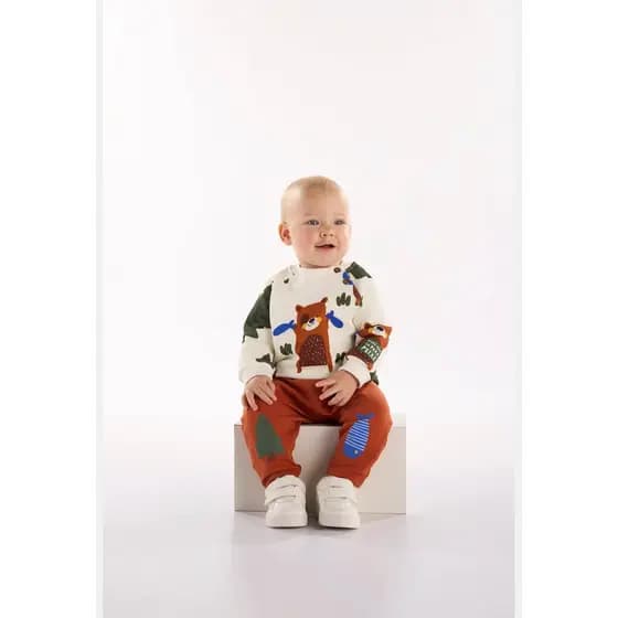 Conjunto para Bebê Menino com Blusão e Calça Skinny Urso Amigo Três e Já