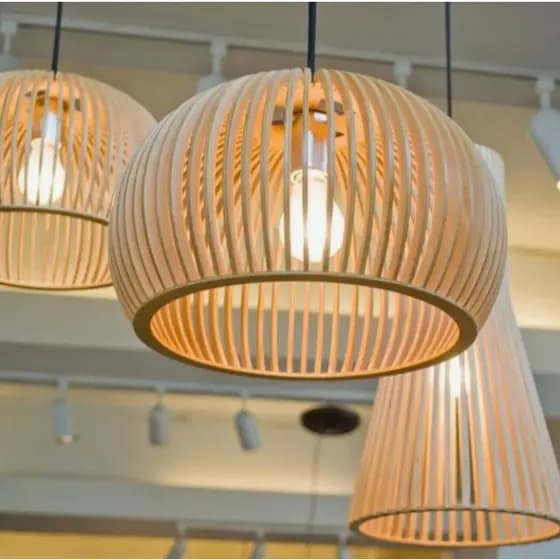 Pendente Luminária Grande De Luxo Para Mesa De Jantar Sala Madeira Fiação Completa - 1Bc