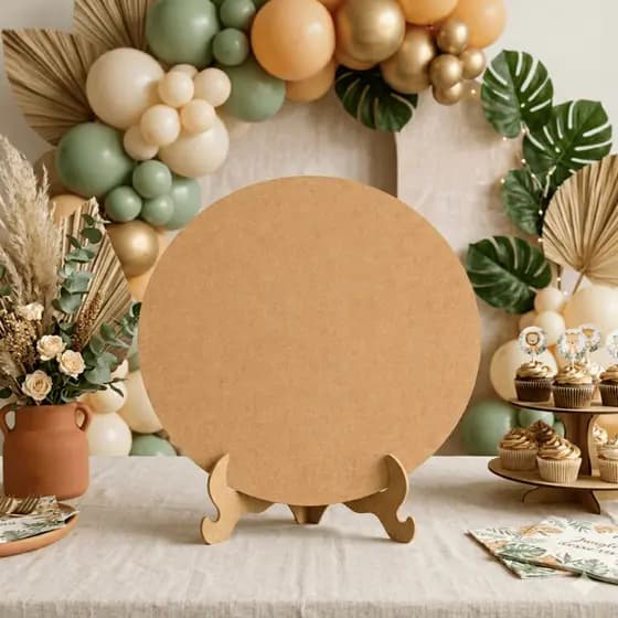 Mini Painel Redondo MDF 50cm Com Suporte Decoração Festa Aniversario Casamento