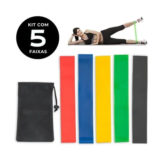 Kit Mini Band 5 Níveis de Resistência Treinamento Funcional - RB Fitness