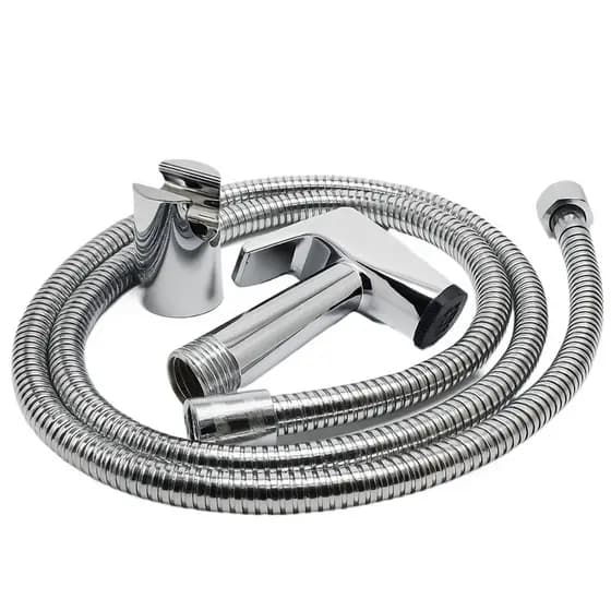Ducha Higiênica/ Chuveirinho Flexível Completa 100% Metal Cromado de 1,2M Cor Prateado