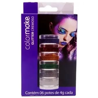 Kit Glitter Facial Colormake Cremoso c/ 6 cores - Glitter Cremoso - Glitter Colormake - Maquiagem Artística