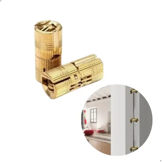 Dobradiça Invisível Cilíndrica 10mm Latão Hardt para Portas e Móveis – Oculta, 180º de Abertura
