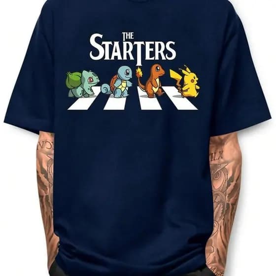 Camiseta The Starters Pokémon - Pikachu Bulbasaur Charmander Squirtle - Estilo Streetwear