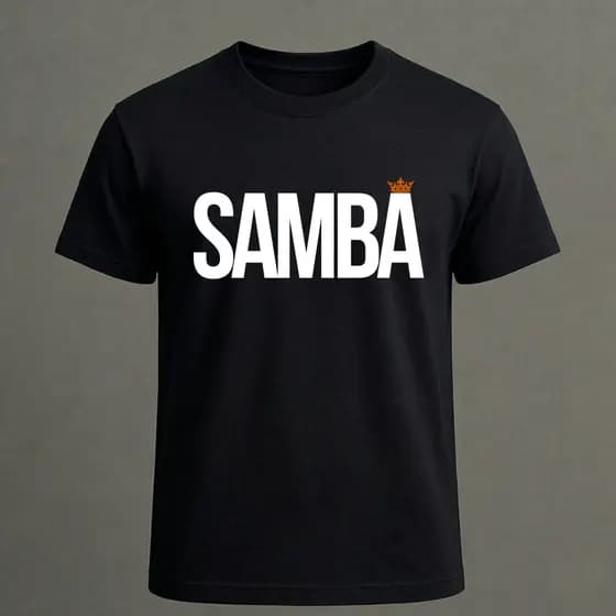 Camiseta Masculina Básica Estampa Samba Com Coroa Premium Lançamento