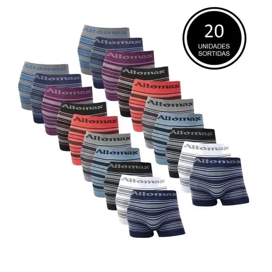 Kit Com 20 Cuecas Boxer Box Masculina Microfibra Sortida