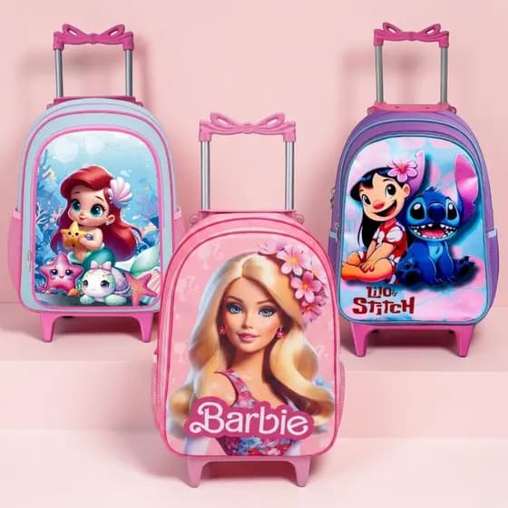Mochila Escolar Rodinha Infantil Feminina Juvenil Reforçada e Grande