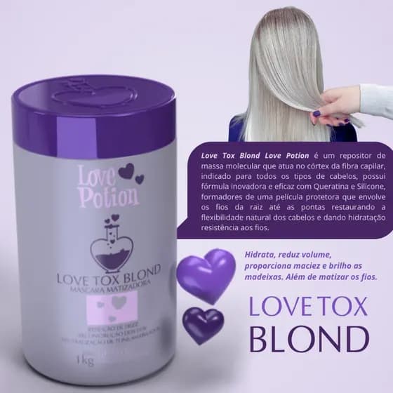 Love Tox Blond Matizador Redução De Frizz Love Potion 1Kg